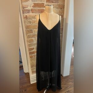 Alice and Olivia sheer black candy chiffon maxi dress